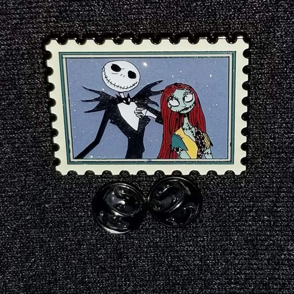 Disney CHASER Pin NBC Stamp Nightmare Before Christmas Jack Sally Glitter Chase